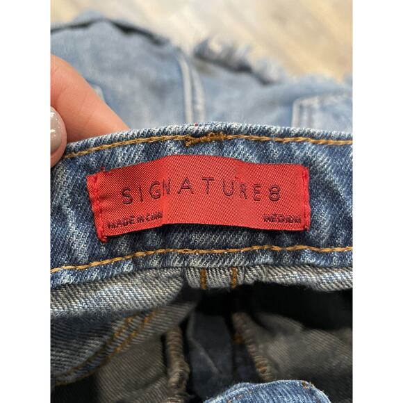 SIGNATURE 8 Distressed Jean Shorts Junior Size Medium Destroyed Cut Offs - Picture 6 of 7